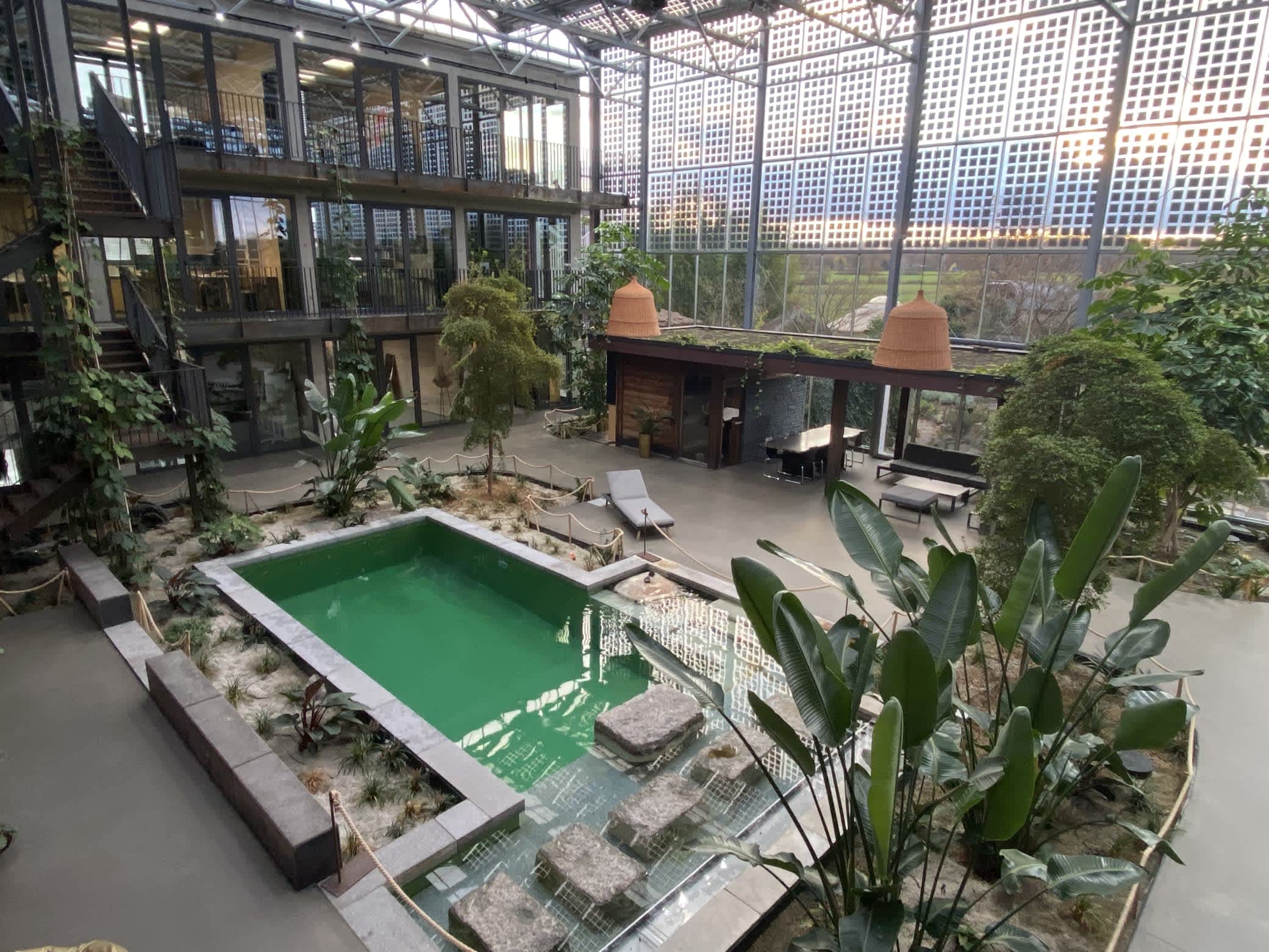 Innergarden atrium viewed from above with lush greenery